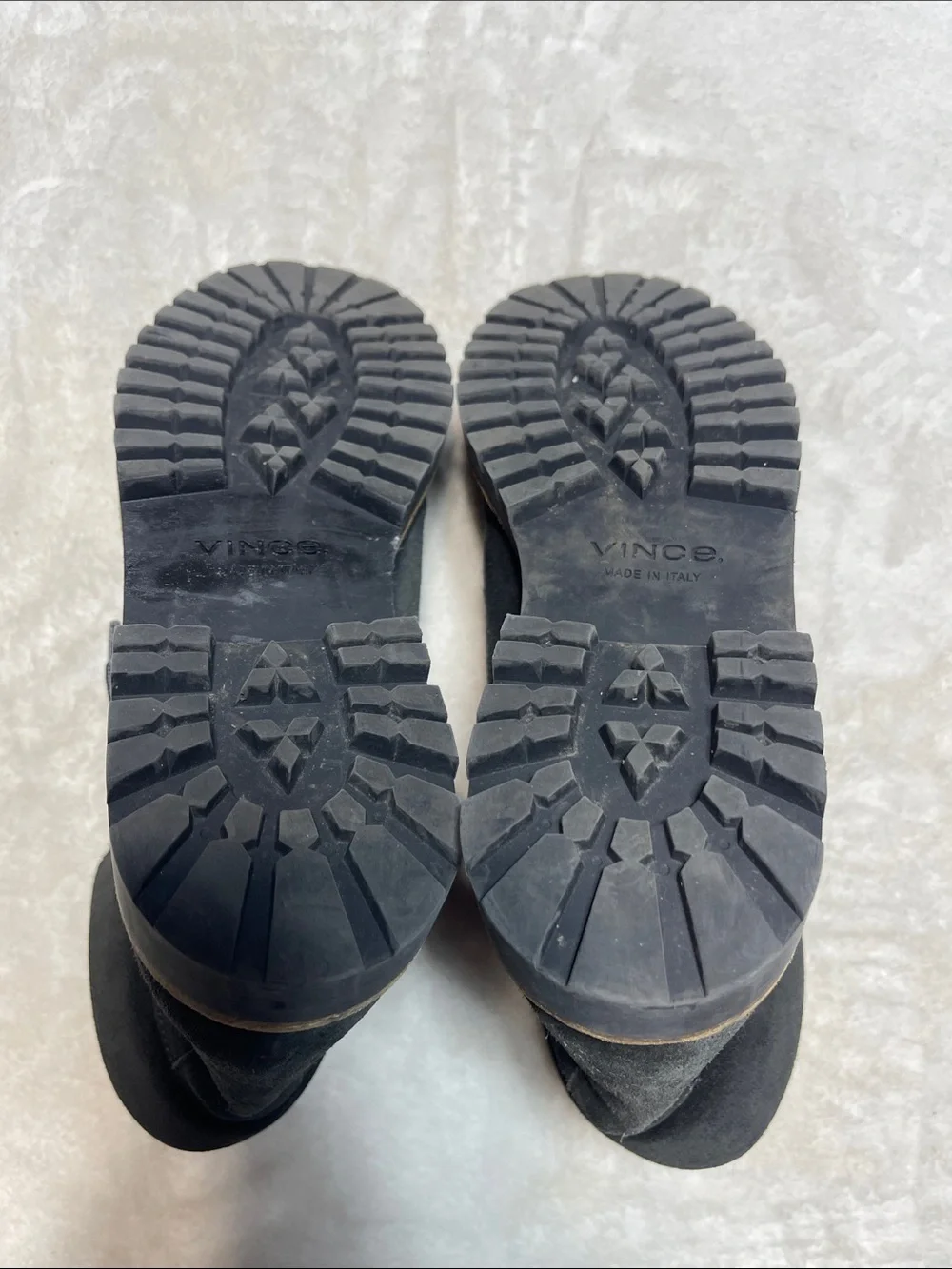 Vince Black Suede Lug Sole Ankle Boots Size 8 Women’s